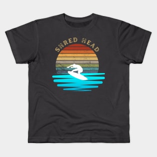 Retro Sunset With Surfer On The Open Waves Kids T-Shirt